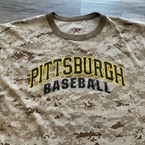 Pittsburgh Pirates Camo T-Shirt Camouflage Black‎ Tan Mens XL Desert Camo Rotcho